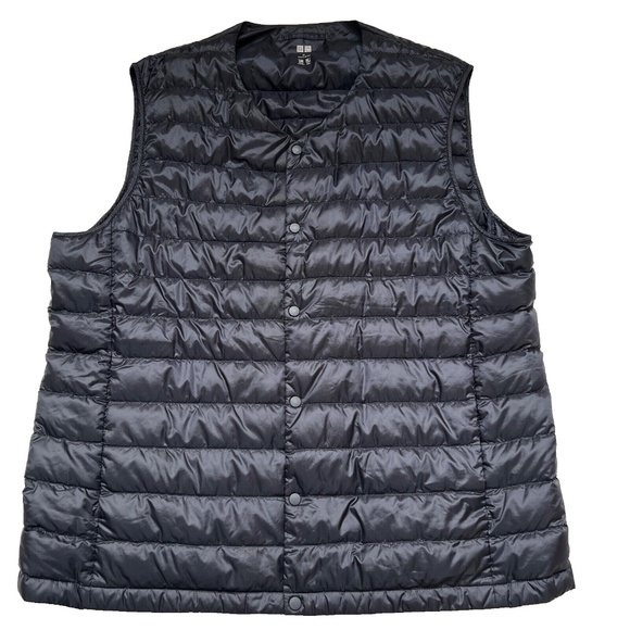 Uniqlo Down Vest Light Weight Dark Blue Mens Size XL Snaps - Picture 1 of 4